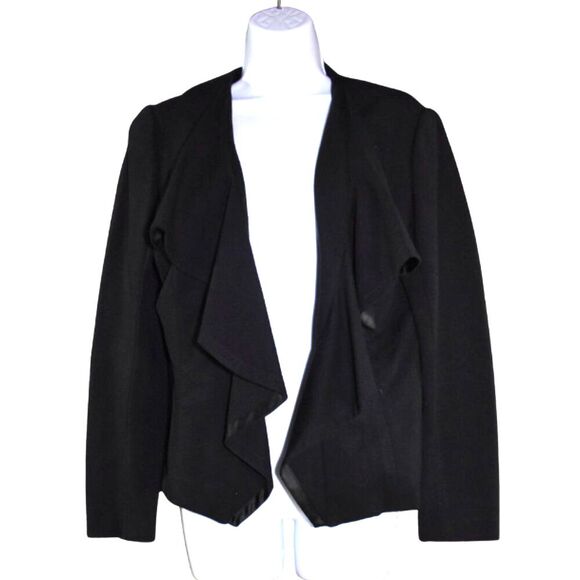 Vintage Cache Black Open Front Blazer Women’s 8 Ruffled Dressy Suit Jacket - Picture 3 of 14
